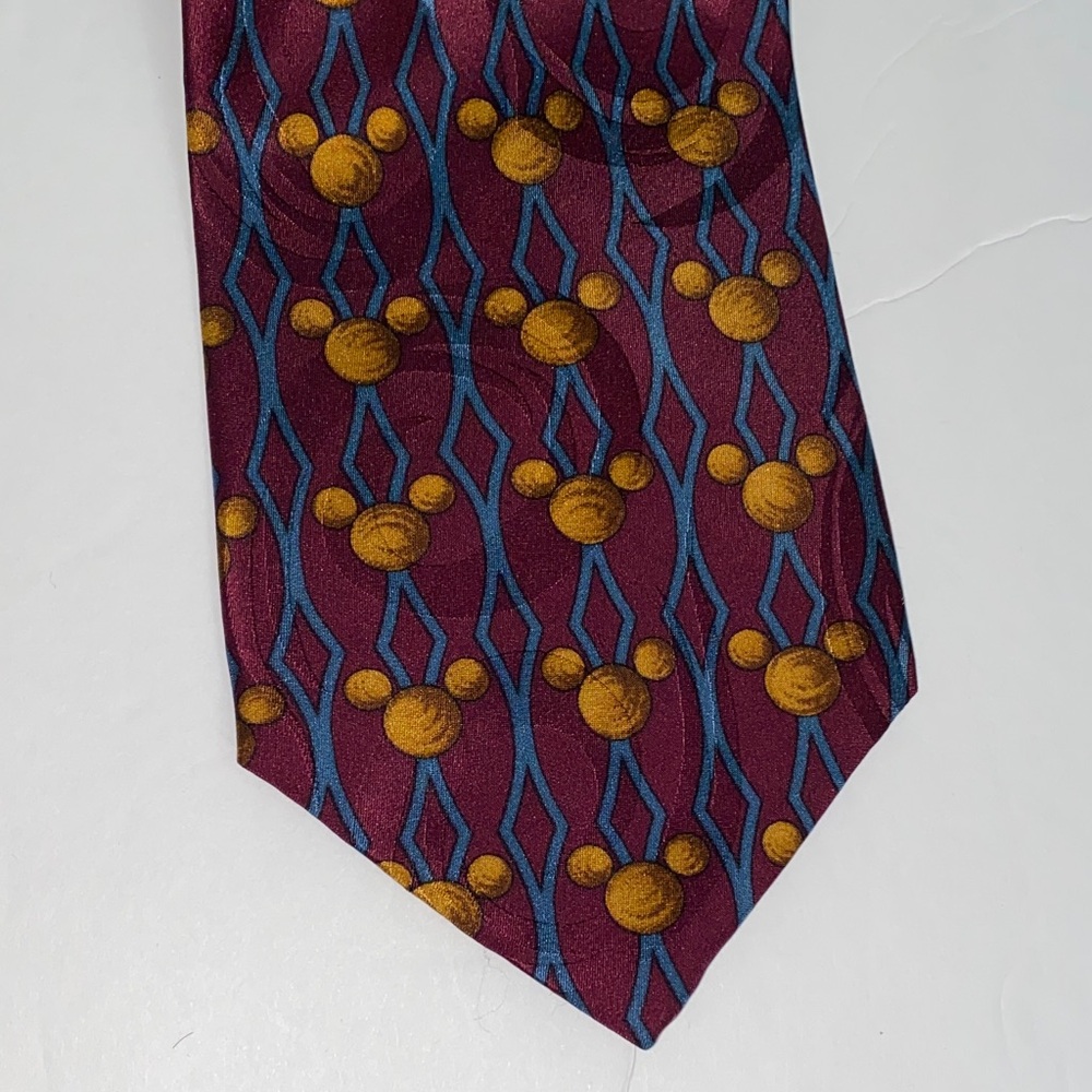 Walt Disney World Elegant Burgundy and Gold Patterned Tie - Picture 5 of 7